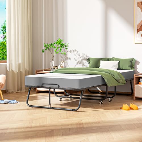 Bonusall Folding Bed With Mattress,Space-Saving Sturdy Metal Frame,Twin Bed For Adults,5 Inch Thick thumb #1