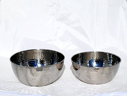 Set de 2 tazones de acero inoxidable martillado 7" y 8" miniatura 6