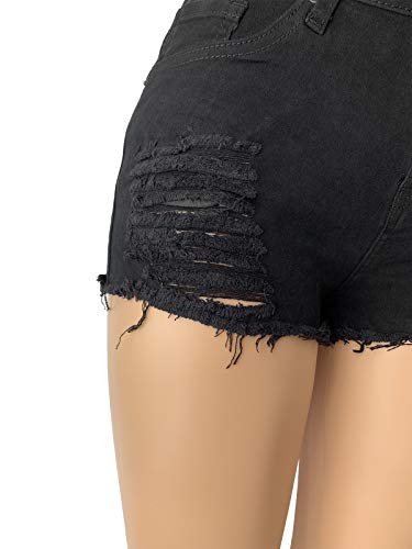 Aodrusa Womens Ripped Denim Shorts Mid Rise Body Enhancing Curvy Cutoff Distressed Jeans4