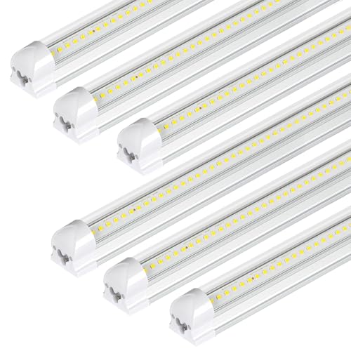 hykolity 6 Pack 4FT LED Shop Light,40W, 5200LM, 6500K Super Bright White,V Shape Integrated T8 LED Tube Light,4 Foot Linkable Shop Lights with Built-in ON/Off Switch for Garage,Warehouse,Workshop