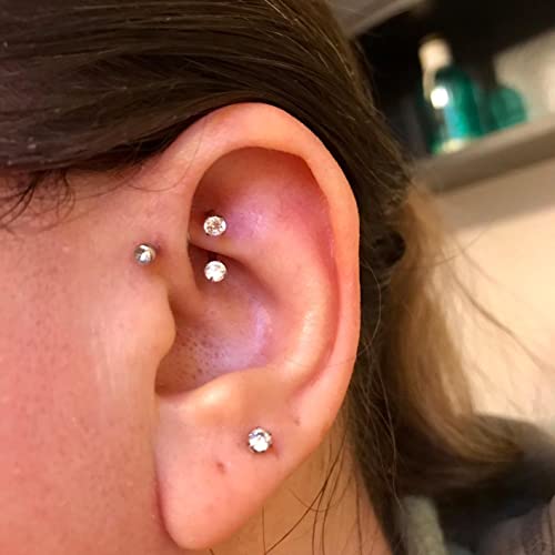 QWALIT Rook Piercing Jewelry Rook Earrings Internally Threaded Eyebrow Piercing Jewelry Eyebrow Rings Eyebrow Piercing Surgical Steel 16g Vertical Labret Lip Jewelry3