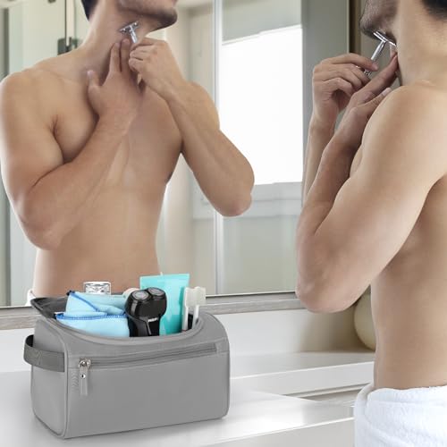 Image of Hanging Travel Toiletry Bag, Dopp Kit Shaving Wash Bag for Men, Cosmetic Makeup Organizer for Women, Grey, Hanging Travel Toiletry Bag,