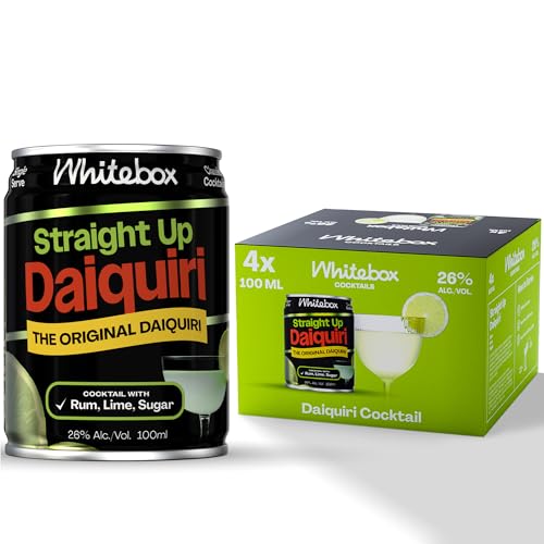Whitebox Cocktails Single Serve Classic Straight Up Daiquiri — Case Of 4 Cocktail Cans | Classic Full Strength Daiquiri | Pre-Mixed Cocktails Ready To