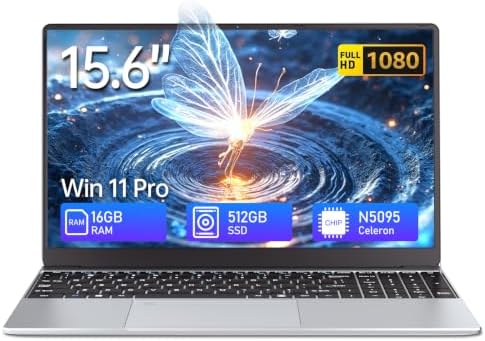Laptop 15.6", Celeron N5095, Laptop 16GB RAM 512GB SSD, Win 11 PC...