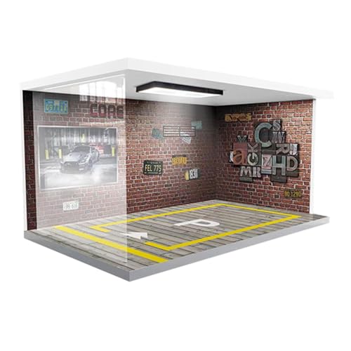 Fondo De Garaje Modelo De Coche - Vitrina De Garaje | Expositor De Aparcamiento Con Luces Coleccionables Para Modelos | Vitrina De Automóviles | Plantilla De Escena De Garaje | Exquisita Pantalla Para