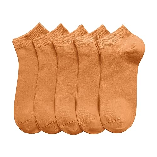SERISIMPLE Women Viscose Bamboo Ankle Socks Low Cut Thin Sock Lightweight Pastal Color Soft Sock 5 Pairs Small Sunset Orange