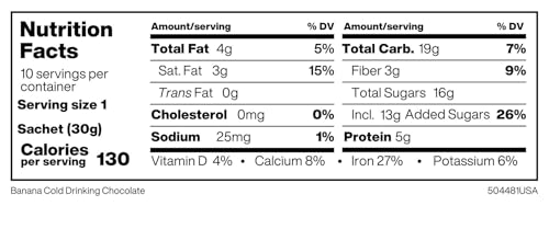 Image of Hotel Chocolat Iced Chocolate Mix - Banana Drinking Chocolate with More Cacao, Less Sugar, 10 Servings, Gourmet Cocoa