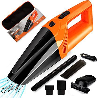 Car Vacuum Cleaner - DEESSE Powerful Portable & High Power 120w 12v Black Car Handheld Vacuum Cleaner for Car and Home Wet and Dry Car Vacuum Cleaner Car Copper Power (Orenge-Black)
