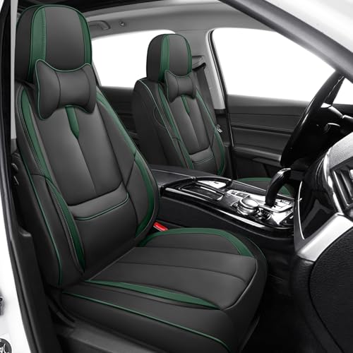 Image of Seat Covers for Chevy Silverado 1500 2007-2026 (Black&Green Luxury 2 Set)