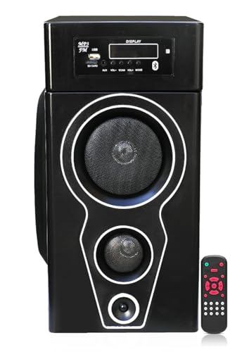 Image of HEERA-1(Tejas) Tower Speaker with 90W RMS,20.32cm (6 inch) subwoofer,4 inch Speakers, 60cm Height of Tower - Wired mic /Remote Support Bluetooth /Aux /FM /USB /Pen Drive (Black)