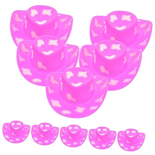 CORHAD 10piezas Mini Sombreros De Plástico Para Decoración De Muñecas y Manualidades Accesorios De Fiesta Western Sombreros Miniatura Para Casa De Muñecas