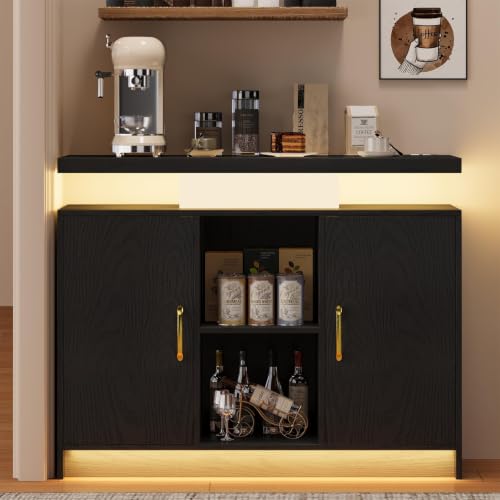 4 EVER WINNER 40-Inch Coffee Bar Cabinet with Storage and Charging Station