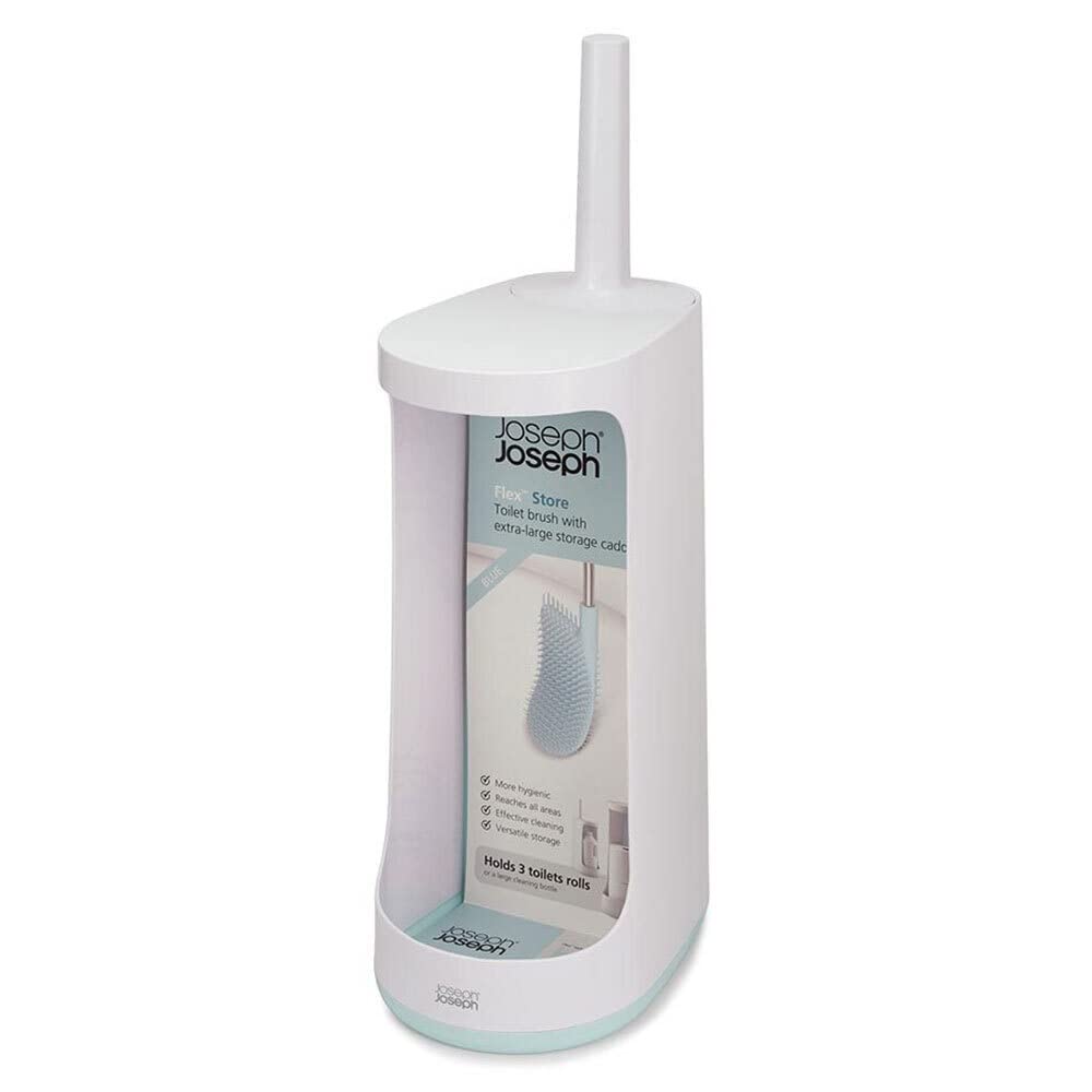 Joseph Joseph 70536 Flex Store Escobilla para Inodoro con Cubo de Almacenamiento, Azul/Blanco, Extra Grande