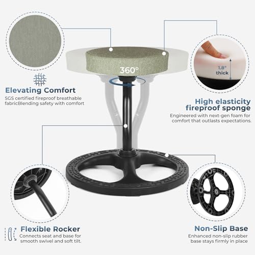 Image of ADHD Chair for Kids, Yoga Chairs for Adults, Wobble Stool Active Flexible Seating Desk Chair with Non-Slip Base and Washable Seat Cover for Stability, Balance, Yoga, Office, School, Classroom