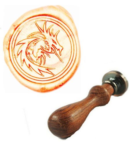 MDLG Filigree Fire Dragon Wax Seal Stamp Rosewood Handle Set Xmas Invitations Package Sealing Stamp Vintage Animal Wax Seal Stamp Set