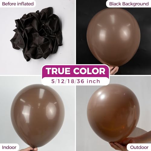 Image of Bezente Brown Latex Matte Party Balloons 150 Pack 5 inch Small | Helium Dark Brown Balloons for Thanksgiving Birthday Graduation Anniversary Party Decorations
