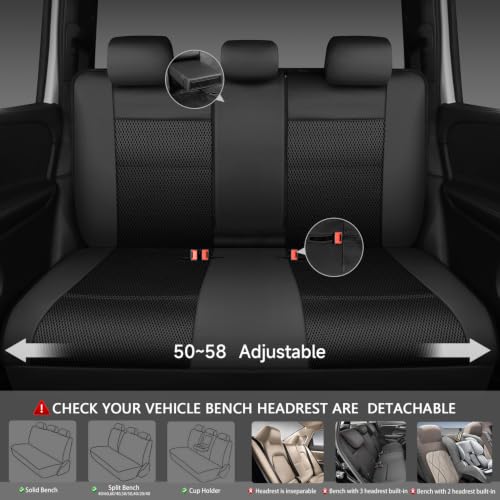 Image of CAR PASS Leather Seat Covers Breathable Air Mesh Car Seat Cover Full Set Super 5mm Sponge Inside, Airbag Compatible, Universal Automotive Interior Cover Fit for Car SUV Truck Van, Black
