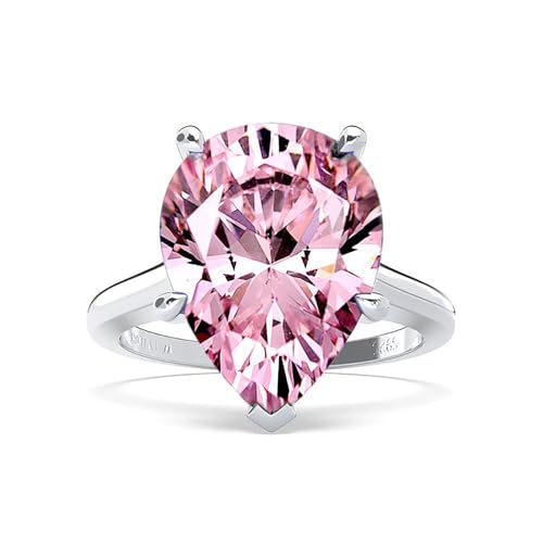 Sterling Silver Women's Engagement Rings, 4.5ct Pear Cut Pink Moissanite Ring for Women, Waterdrop Design,Ideal Wedding Gift for Wife