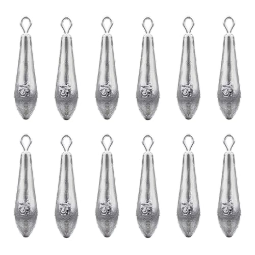 Drop Shot Fishing Weights Kit Lead Freshwater Fishing Sinkers Bass Casting Removable Fishing Weights Saltwater Streamlined (0.53oz(15g)-12pcs)