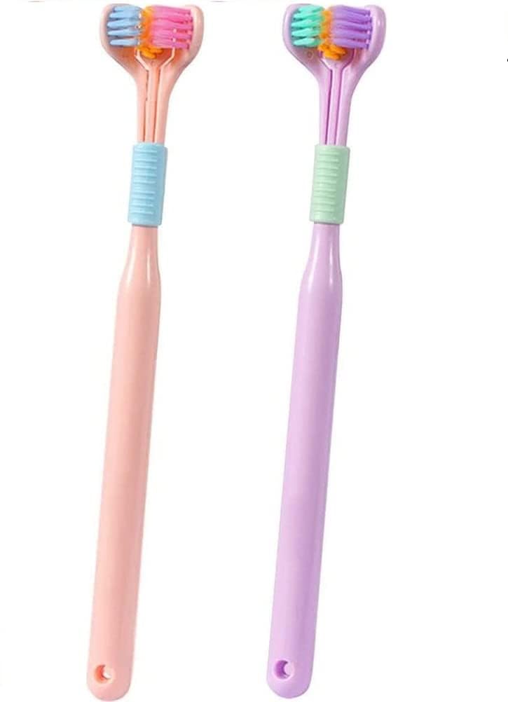 Crispy 3-Sided Toothbrush, Ultra Soft All Sides Cleaning Training Tooth Brush Gentle Clean Tooth to Completely Cover The Toothbrush,Multicolour,Manual, Adult-image-40