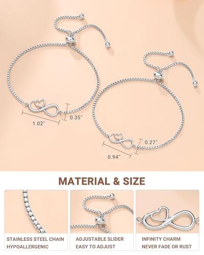 Matching Infinity Heart Bracelets Mom and Daughter Jewelry Christmas Valentines Birthday Gifts3