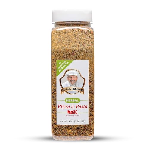 Chef Paul Prudhomme's Herbal Pizza and Pasta Magic Seasoning - Parmesan Cheese, Italian Herbs & Spices - No Salt & MSG-Free - Ideal for Pizza, Pasta, Soups, Salads, & More - 16oz (Pack of 1)