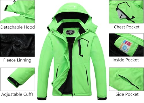 Image of MOERDENG Women's Waterproof Ski Jacket Warm Winter Snow Coat Mountain Windbreaker Hooded Raincoat Jacket