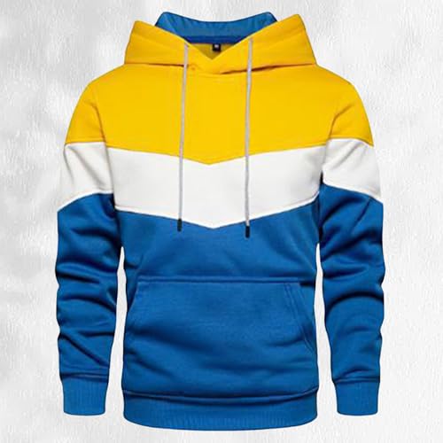Mens Hoodies Pullover Fleece Novelty Color Block Sweatshirt Long Sleeve Patchwork Casual Workout Hoodies for Men with Pockets2
