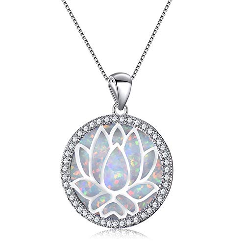 Collier opale de feu bleue en argent 925 de 23mm pour femme