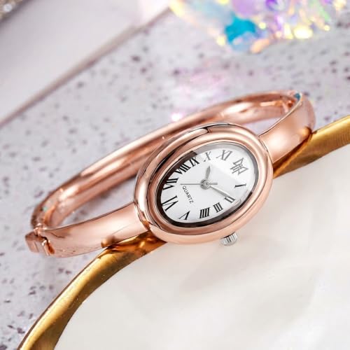 Image of Shocknshop Elegant Oval Roman Dial Women Quartz Fashion Bracelet Strap Ladies Wrist Watch for Woman and Girls -WCH197
