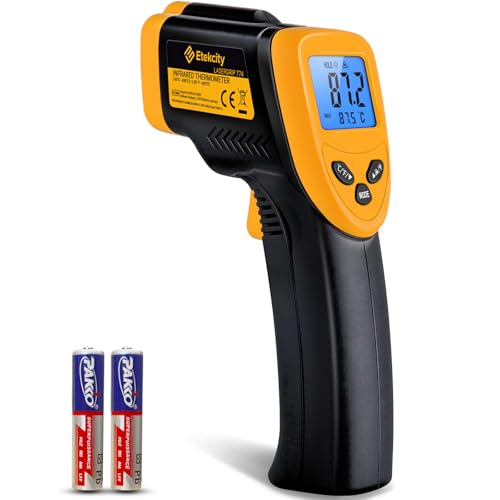 Etekcity Infrared Thermometer Gun,-50°C~450°C(-58°F~842°F),Digital IR Temperature Gun for Cooking,Pizza Oven,Refrigerator,Industrial,Reptile(Not for Human )Yellow/Black