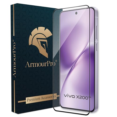 Image of ArmourPro Tempered Glass for Vivo X200T - 9H Screen Protector with Black Border, Anti Scratch, Edge-to-Edge Coverage, HD Clarity, Smooth Touch, Case Friendly | Black
