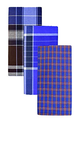 Polycotton Lungis for Men (Multi-Coloured Pack of 3)||Assorted Checks_2m