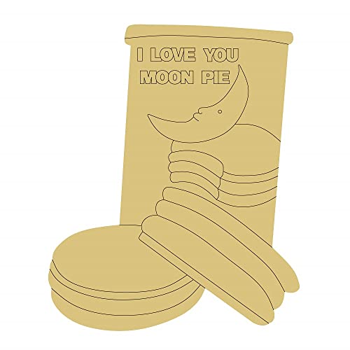 Moon Pie Design Line Cutout I Love You Moon Pie Door Hanger MDF Shape Canvas Style 1 Art 1 (18