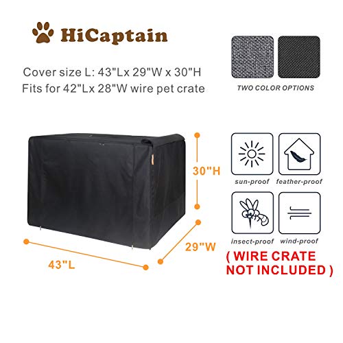 HiCaptain Folding Metal Dog Crate for Cover 42 Inch Wire Pet Cage (Black) - Image 2