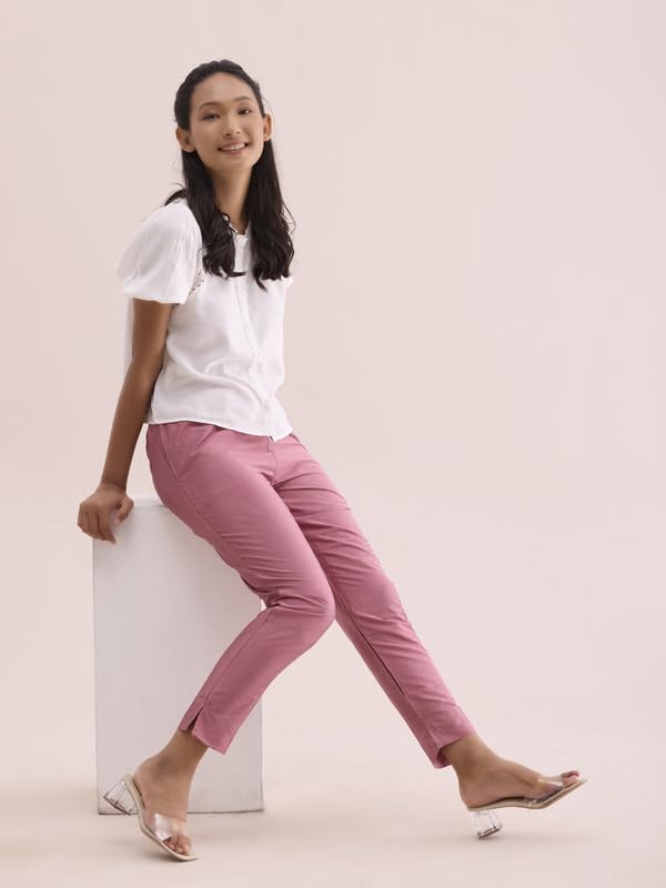 Image of GO COLORS Modal Spandex Metallic Pants Festive Full Length for Women| Lightweight, Mid Rise, Side Pockets