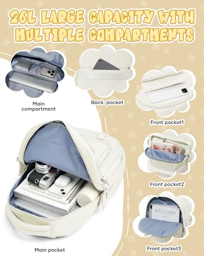 Simple Backpack for School Waterproof Backpack for Women Men Cute Casual Daypacks Lightweight Backpacks High School Bookbag for Teens Girls Boys(Beige)3