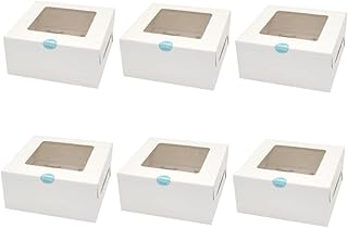 DECHOUS 25pcs Boxes Cupcake Containers Xmas Treat Boxes Clear Dessert Containers Clear Cake Containers Wedding Cake Stand Wedding Wrapping Paper Baking Boxes Mini Bread Box White