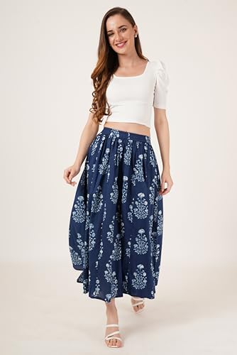 Image of COTLAND Fashions Jaipuri Cotton Printed Flared Palazzo Pants for Women