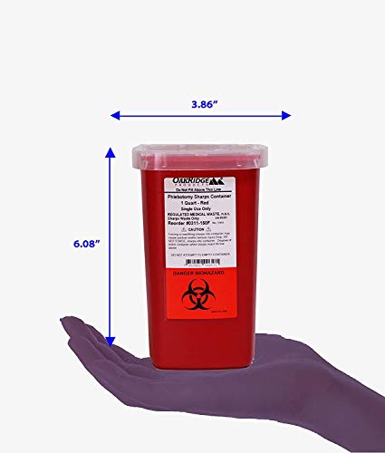 1 Quart Size (Pack Of 3) | Oakridge Products Sharps Container With Flip Lid | For Diabetics #TOP2