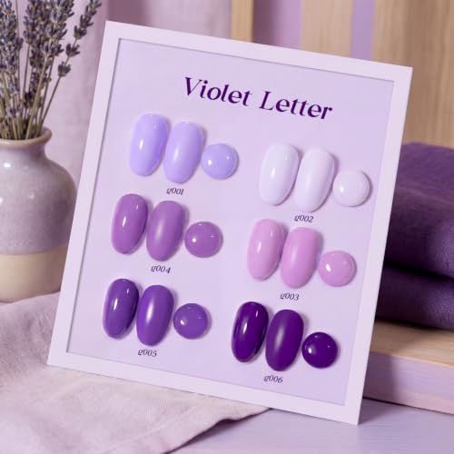 Image of Beetles Purple Gel Polish Set, Violet Letter Collecion, 6 Purple Colors