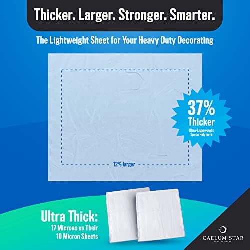 Caelum Star 6 Pack Large Plastic Dust Sheets for Decorating, 3.6m x 3m x 0.7mil (12ft x 10ft), 37% Heftier, 17 Micron Polythene, Lightweight Plastic Sheeting for Furniture, Plastic Sheets for Painting