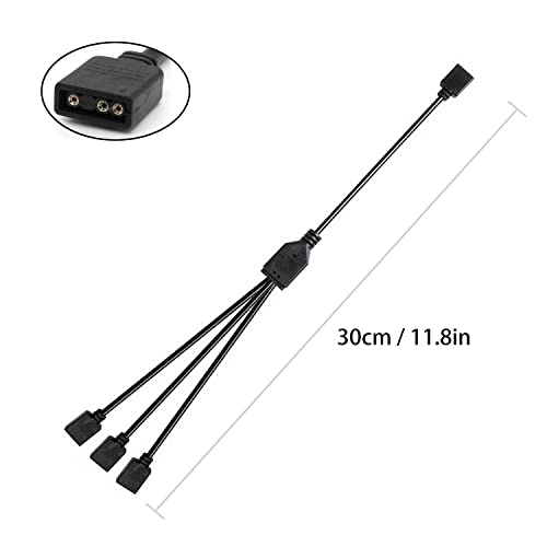 Image of 3-Pack 5V 3Pin ARGB 1-to-3 Female to Female Spliter Cables, Addressable RGB Spliter Extension Cable with Male Pins, Used for Computer Chassis, CPU Heat Sink, and 5V ARGB Fans (11.8 Inches)