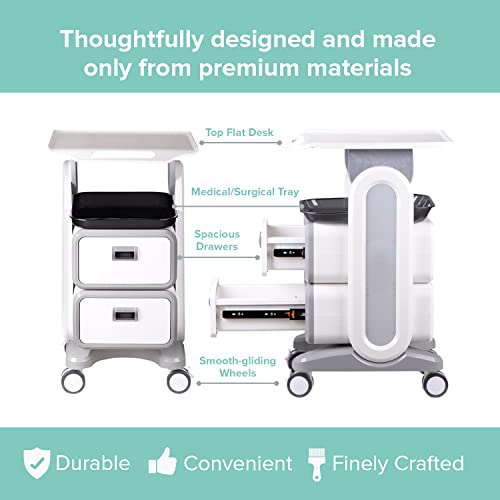 Professional Utility Cart With Wheels - Dental Office Rolling Cart With Drawers - Medical Trolley Cart - Rolling Storage Cart For Cavitation Machine, Esthetician Supplies, Lab Tools - Salon Trolley #TOP6