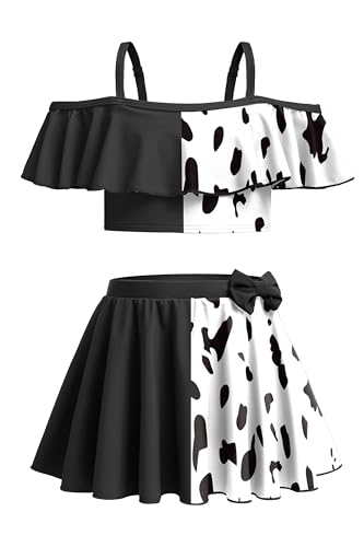 Arshiner 3 Piece Tween Girls Swimsuit Ruffle Sleeve Athletic Tankini Sport Swimwear with Swimming Skirt