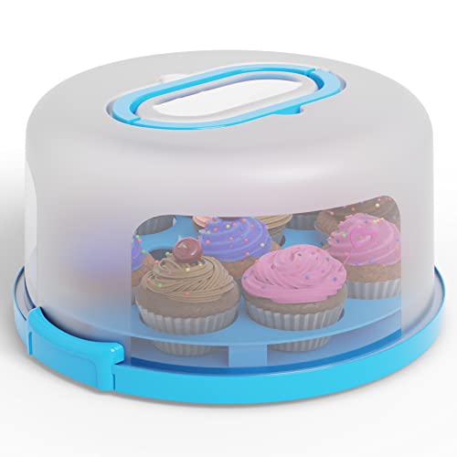 Cake Cupcake Carrier With Lid And Handle + Cake Stand Plate With Dome | 10" Round Cake Container Holder With Cover | Plastic Pie Carrier Cake Storage Container | Bunt Keeper Platter Tray For Transport #TOP1