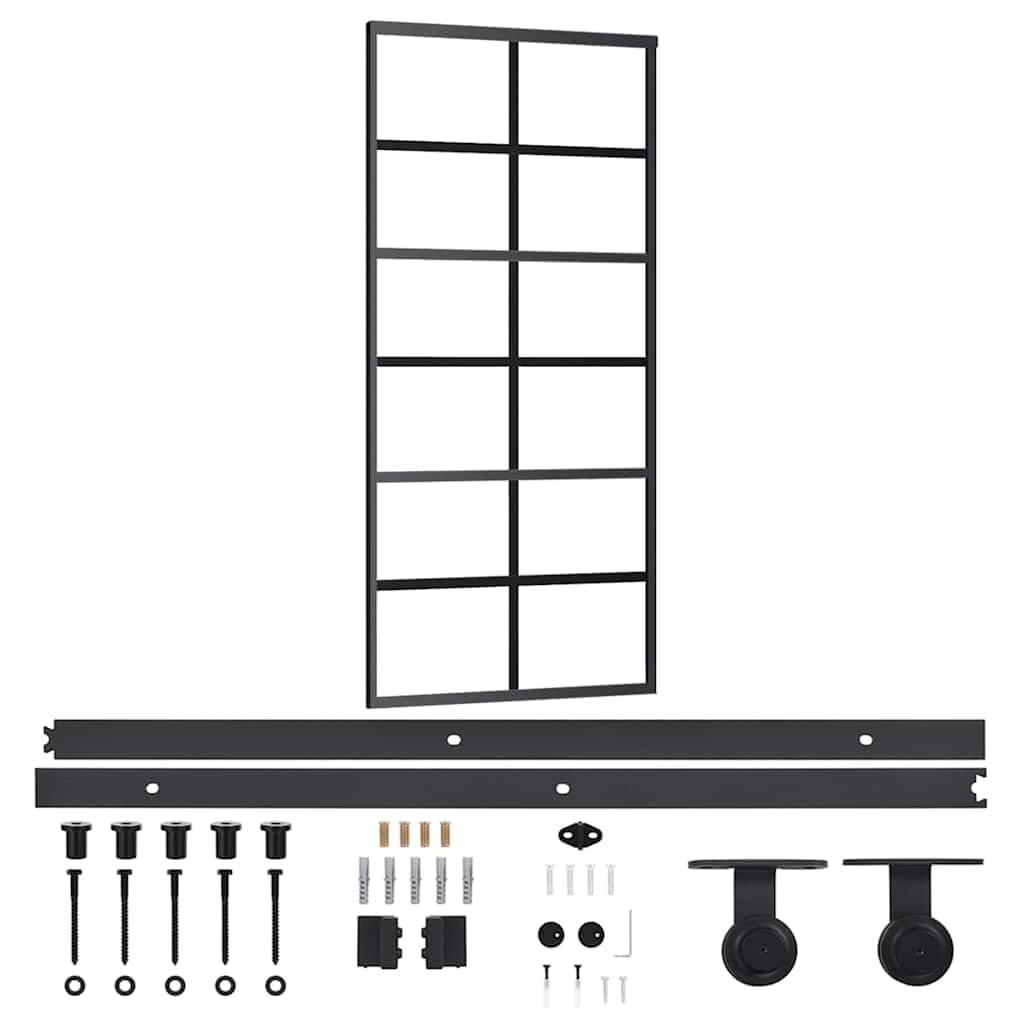 Vidaxl Sliding Door With Hardware Set Esg Glass&Aluminium Sliding Door System 8720286649145