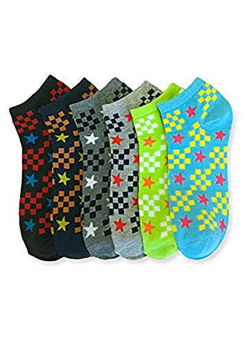 Image of ToBeInStyle Pack of 6 Printed & Solid Low Cut Ankle Socks - Kid's & Adults