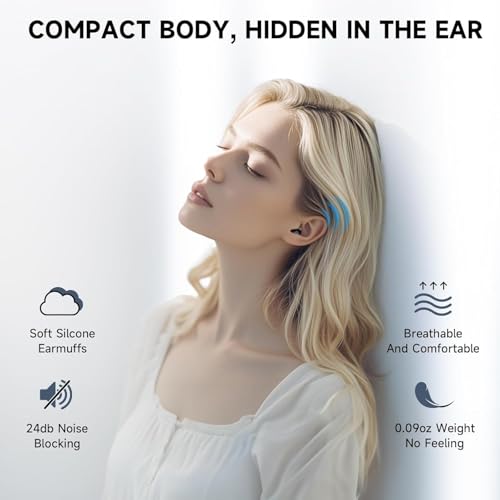 Image of Invisible Sleep Earbuds, Smallest Sleep Headphones for Side Sleepers Low Profile Micro Tiny Discreet Hidden Earbuds for Work, Wireless Mini IPX5 Waterproof for Small Ear Canals, Deep Black