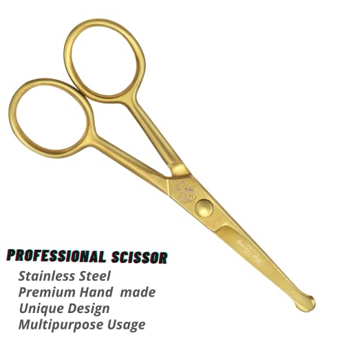 wishbeauty Hairdressing Scissors Kids Safety Round Tips and Curved Hair Scissors Children Haircut Scissors Hair Trimming Scissors Professional Salon Barber Scissors for Baby (Gold 4.5" Scissors) - Image 4
